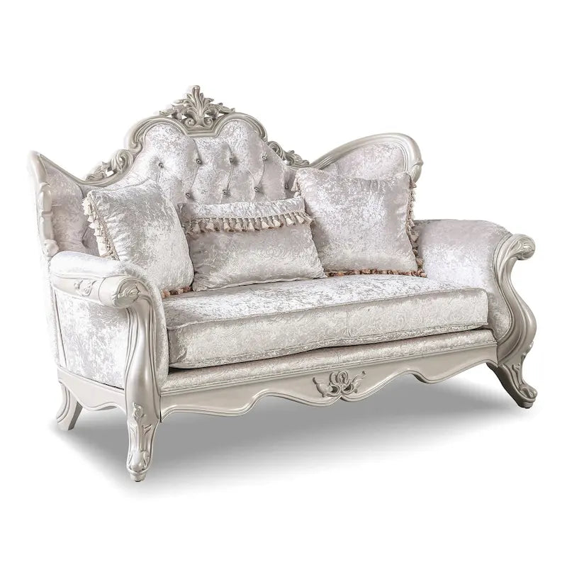 Furniture of America Clarissa tradycyjny zestaw sof z pikowanym guzikami oparciem i poduszką dekoracyjną