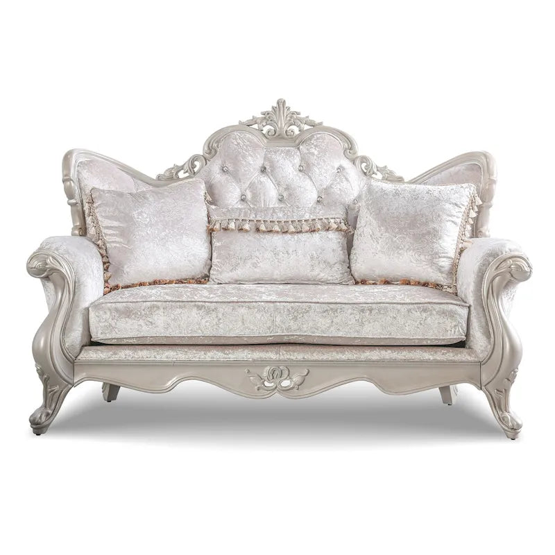 Furniture of America Clarissa tradycyjny zestaw sof z pikowanym guzikami oparciem i poduszką dekoracyjną