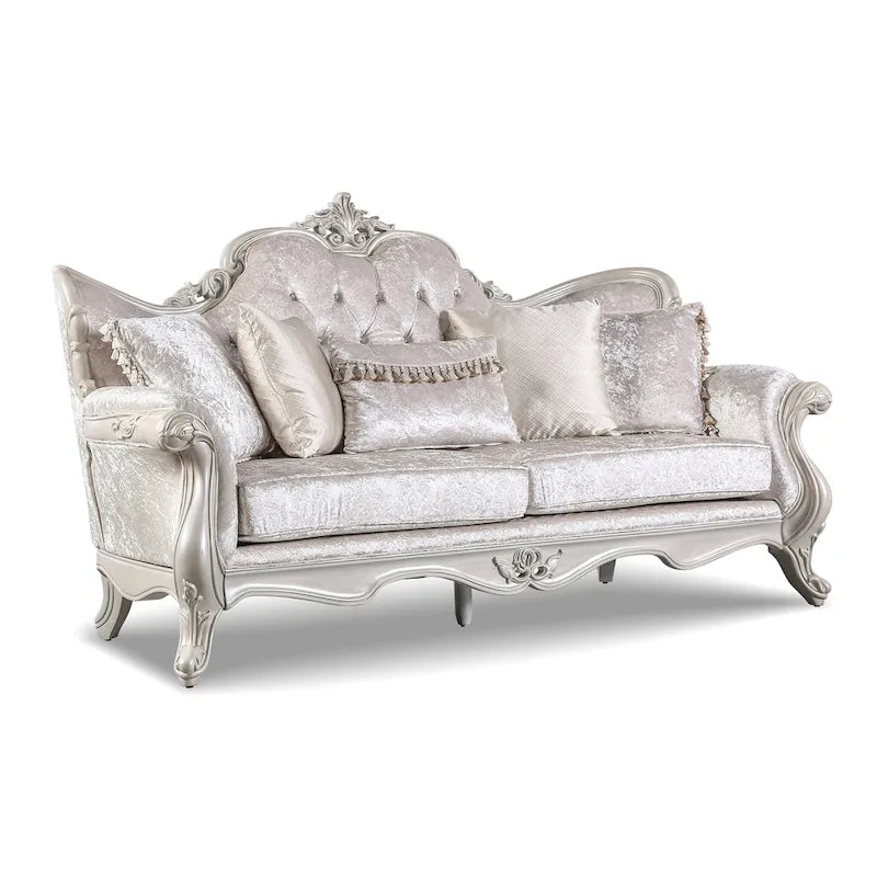 Furniture of America Clarissa tradycyjny zestaw sof z pikowanym guzikami oparciem i poduszką dekoracyjną