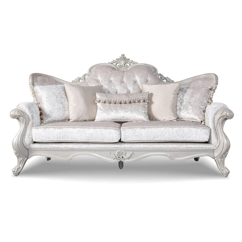 Furniture of America Clarissa tradycyjny zestaw sof z pikowanym guzikami oparciem i poduszką dekoracyjną