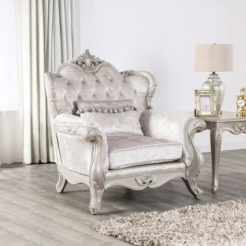 Furniture of America Clarissa tradycyjny zestaw sof z pikowanym guzikami oparciem i poduszką dekoracyjną
