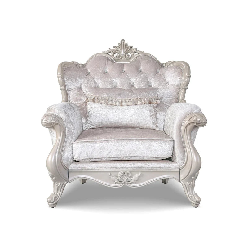 Furniture of America Clarissa tradycyjny zestaw sof z pikowanym guzikami oparciem i poduszką dekoracyjną