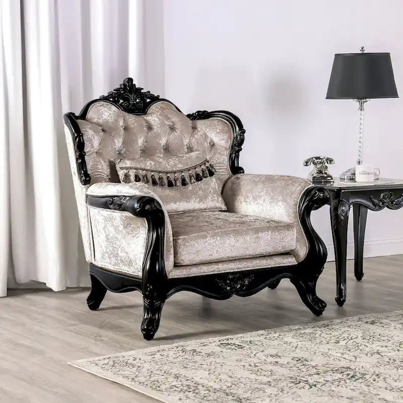 Furniture of America Clarissa tradycyjny zestaw sof z pikowanym guzikami oparciem i poduszką dekoracyjną