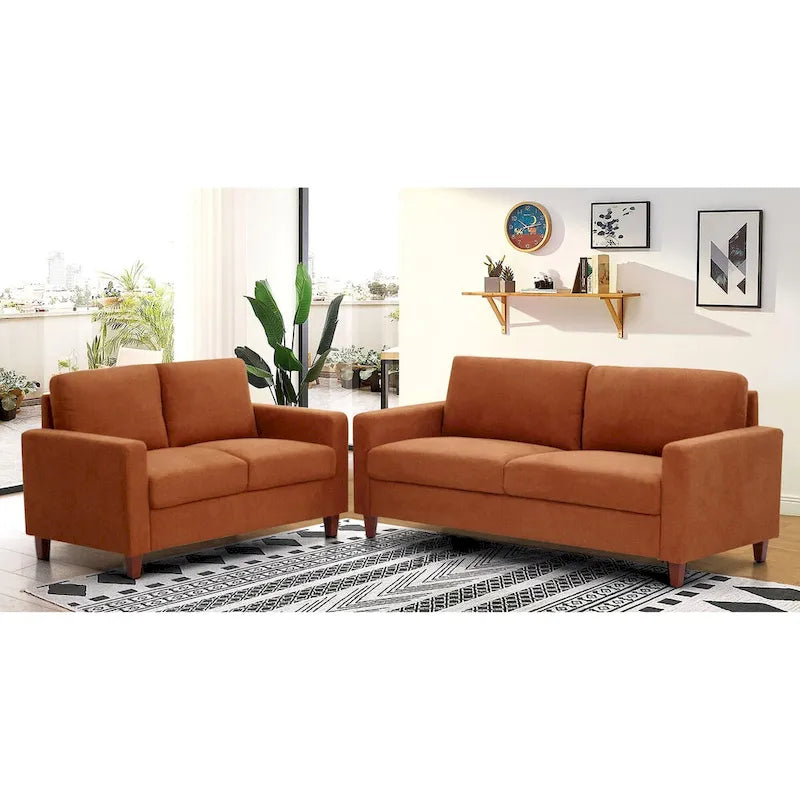 Set di divani da soggiorno imbottiti da 2 pezzi, stile contemporaneo