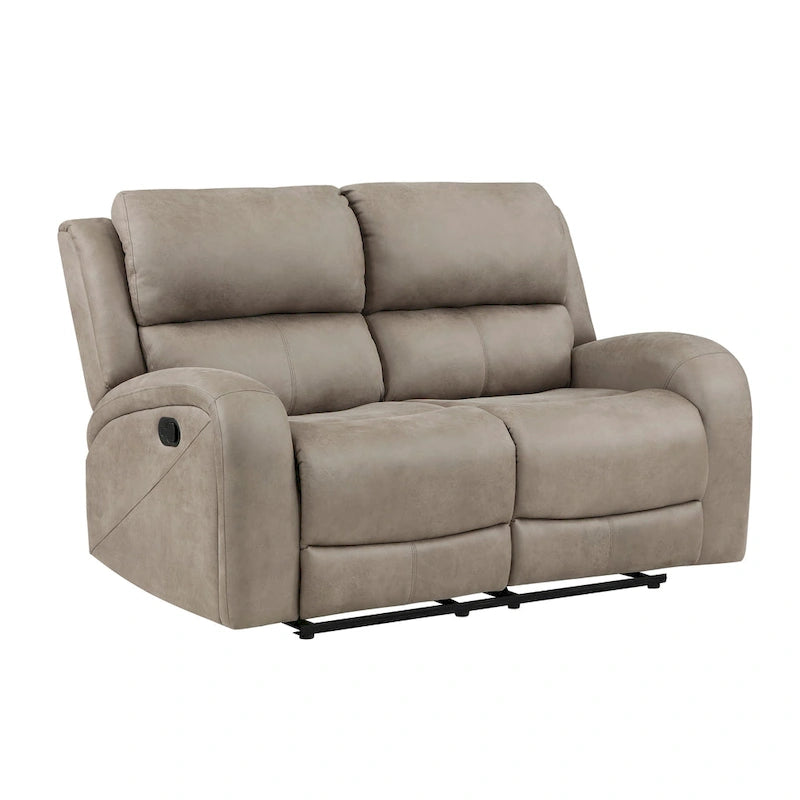 Patsy 62 Inch Manual Double Recliner Loveseat, Tufted Brown Microfiber