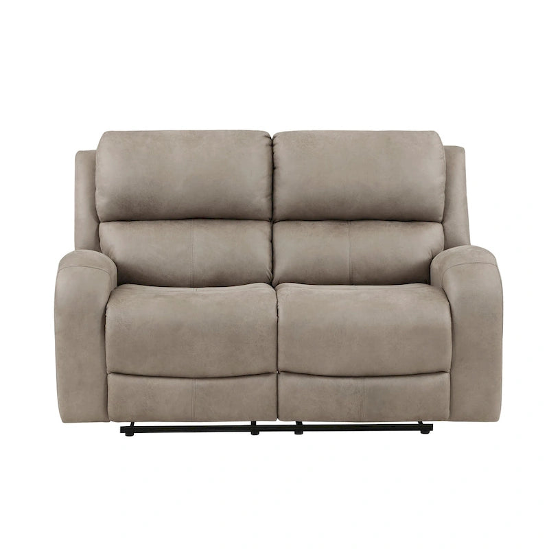 Patsy 62 Inch Manual Double Recliner Loveseat, Tufted Brown Microfiber