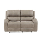 Patsy 62 Inch Manual Double Recliner Loveseat, Tufted Brown Microfiber