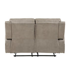 Patsy 62 Inch Manual Double Recliner Loveseat, Tufted Brown Microfiber