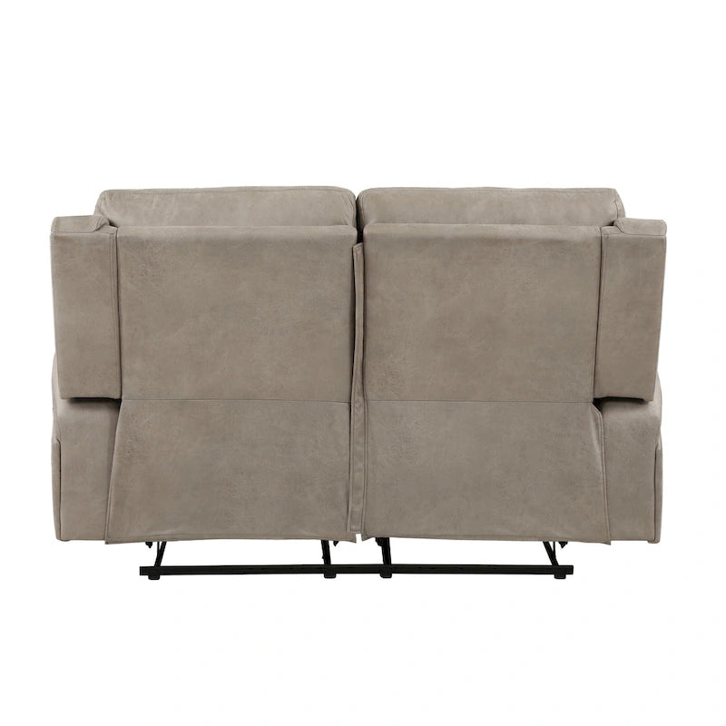 Patsy 62 Inch Manual Double Recliner Loveseat, Tufted Brown Microfiber