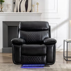 Elektrisch verstelbare bank met draadloze oplader, leeslamp, ledverlichting, voor de woonkamer, kunstleer, AC/USB-poort, bekerhouder, zwart
