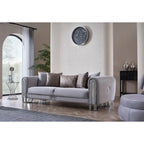 Kamelya 2-delige woonkamermeubelset: één bank en één loveseat, metalen poten, rugkussens