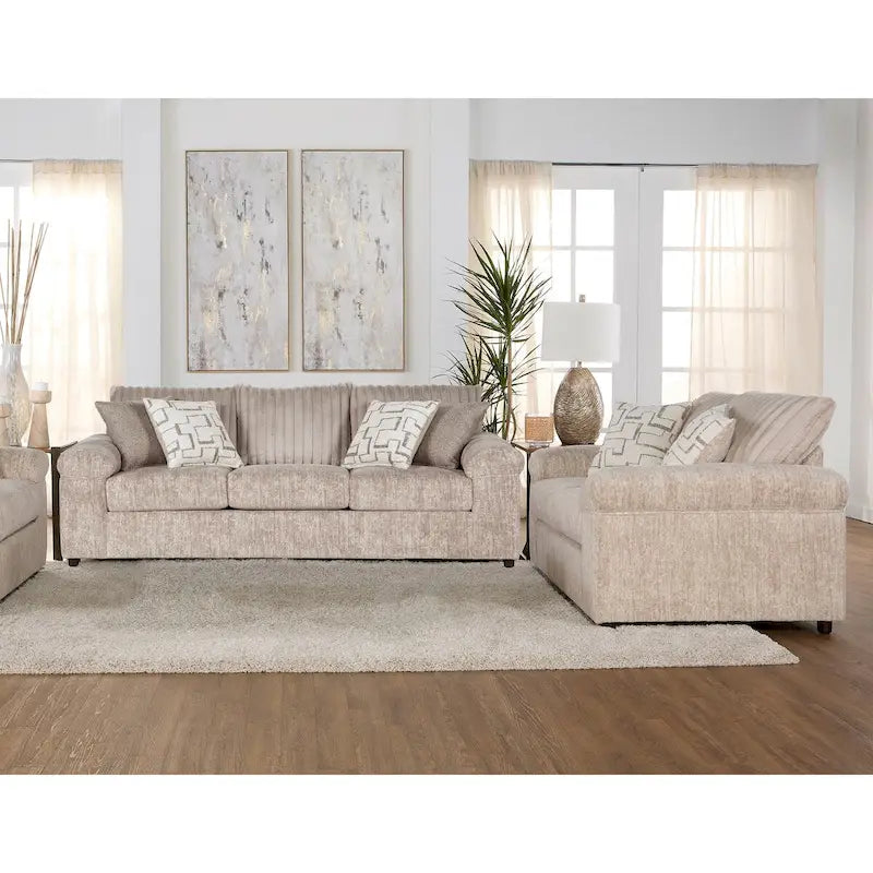 Roundhill Furniture Nason-set met ribfluwelen bank en loveseat