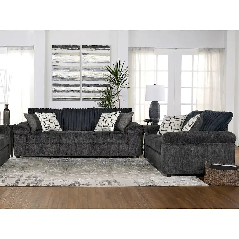Roundhill Furniture Nason-set met ribfluwelen bank en loveseat