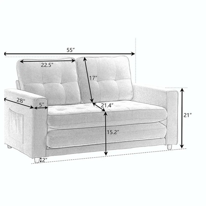 Sofa 3-krotnie składana, rozkładana sofa futon z funkcją spania