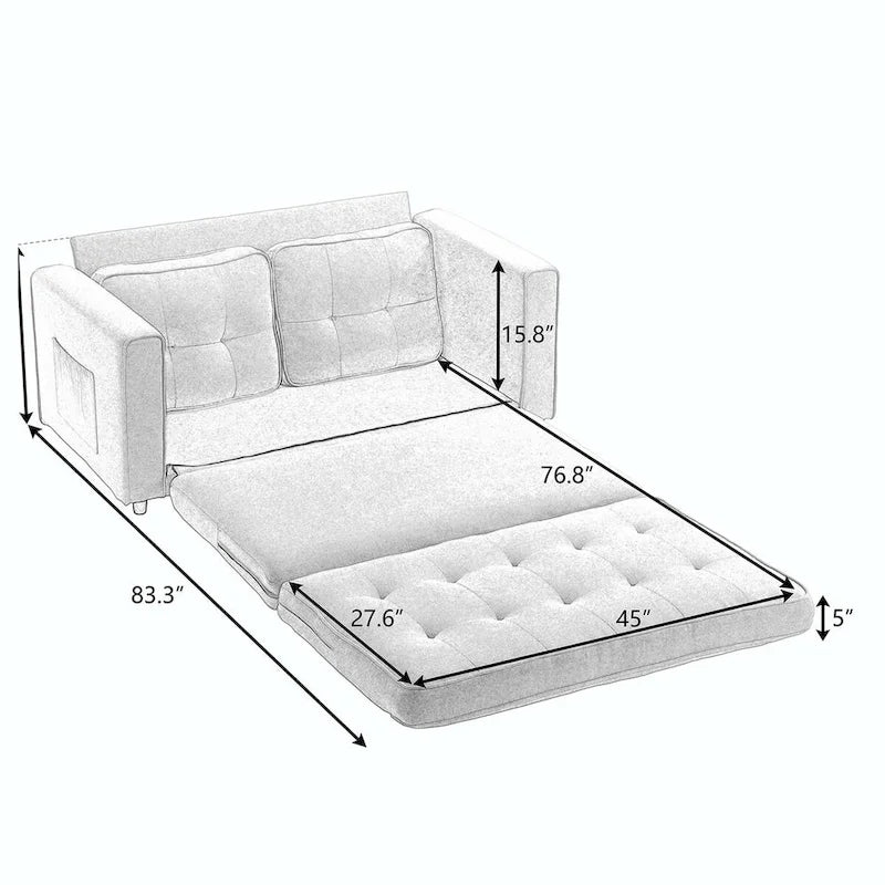 Sofa 3-krotnie składana, rozkładana sofa futon z funkcją spania