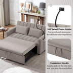 Converteerbare slaapbank-loveseat van 55.9 inch met drie USB-poorten