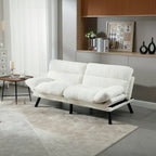 COOLMORE Linen/Microsuede/Teddy Loveseats Convertible Sleeper Sofa with metal feet