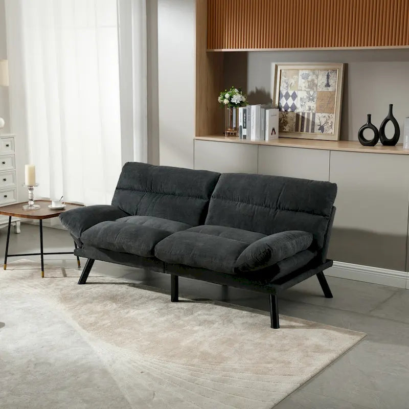Divanetto letto convertibile COOLMORE in lino/microcamoscio/teddy con piedini in metallo