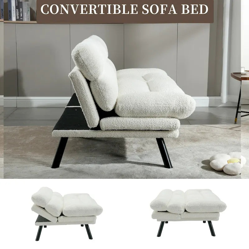 Divanetto letto convertibile COOLMORE in lino/microcamoscio/teddy con piedini in metallo