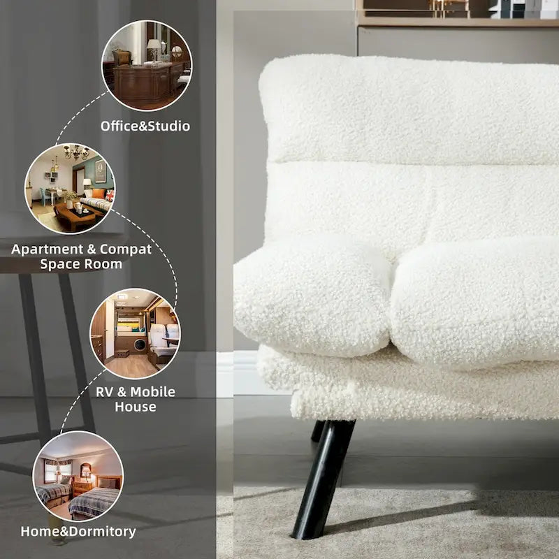 Divanetto letto convertibile COOLMORE in lino/microcamoscio/teddy con piedini in metallo