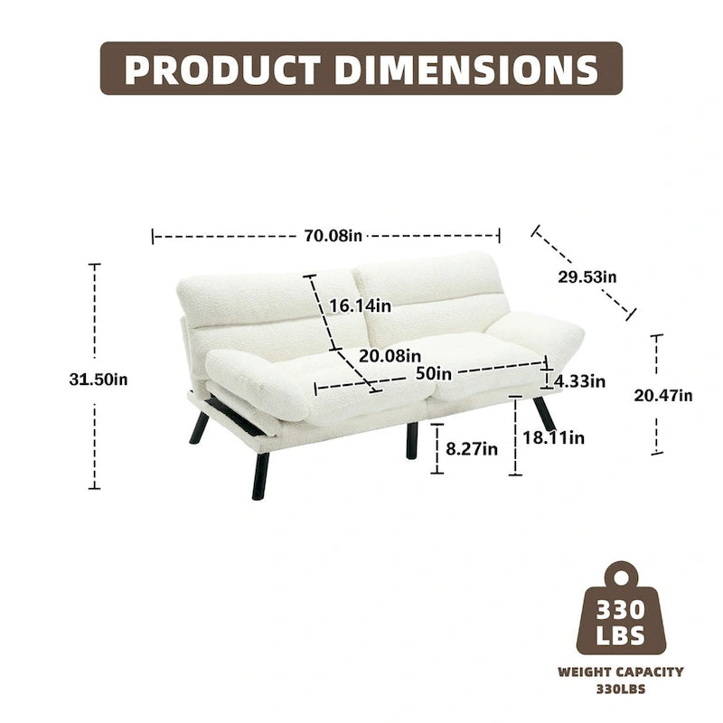 Divanetto letto convertibile COOLMORE in lino/microcamoscio/teddy con piedini in metallo