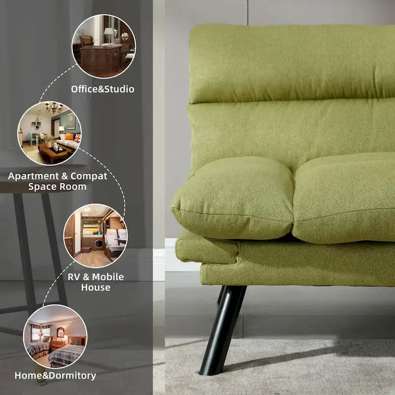 Divanetto letto convertibile COOLMORE in lino/microcamoscio/teddy con piedini in metallo