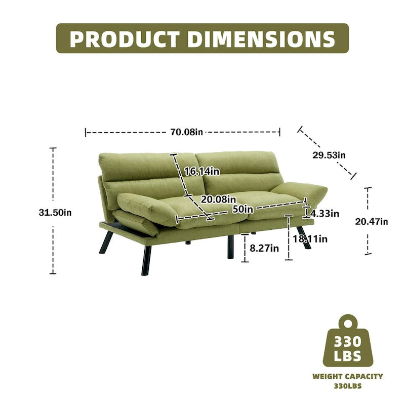 Divanetto letto convertibile COOLMORE in lino/microcamoscio/teddy con piedini in metallo