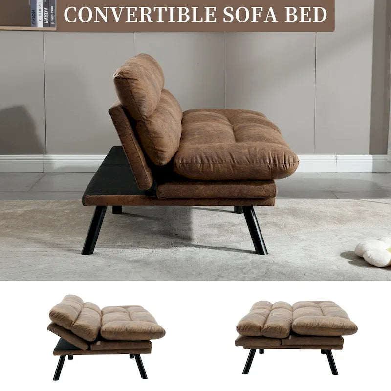 Divanetto letto convertibile COOLMORE in lino/microcamoscio/teddy con piedini in metallo