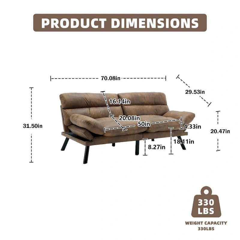 Divanetto letto convertibile COOLMORE in lino/microcamoscio/teddy con piedini in metallo