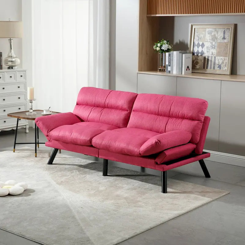 Divanetto letto convertibile COOLMORE in lino/microcamoscio/teddy con piedini in metallo