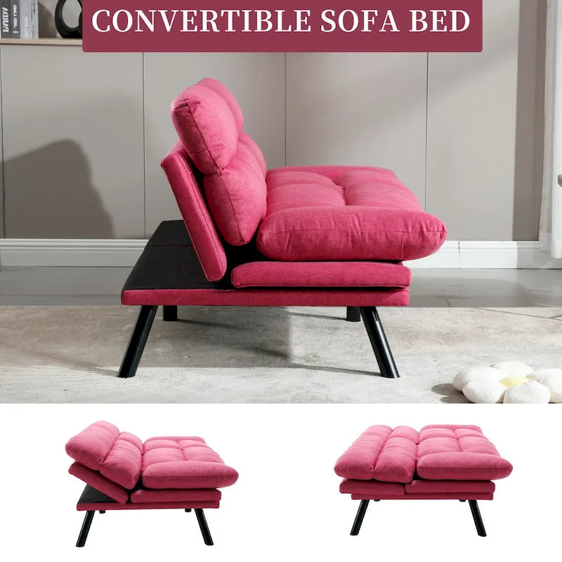 Divanetto letto convertibile COOLMORE in lino/microcamoscio/teddy con piedini in metallo