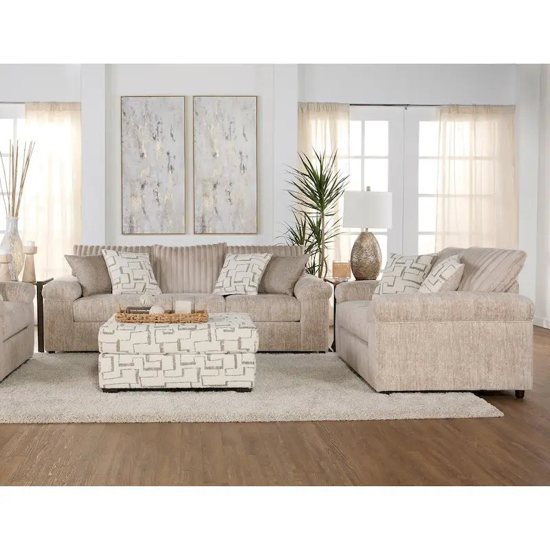 Roundhill Furniture Nason Set aus Sofa, Loveseat und Hocker mit Breitcordbezug