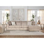 Sofá seccional con chaise y sillón de pana de canal ancho Nason de Roundhill Furniture