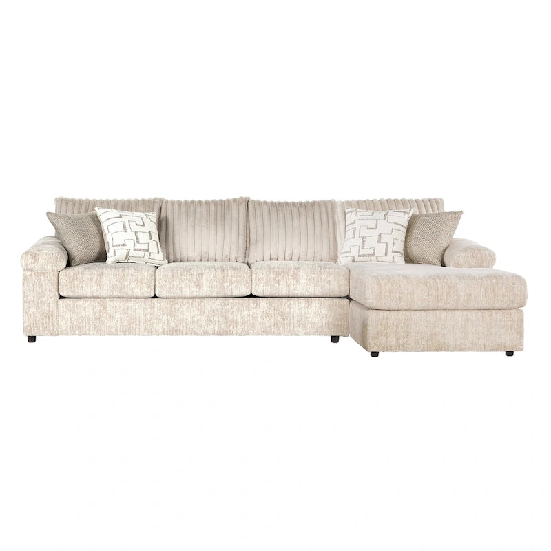 Sofá seccional con chaise y sillón de pana de canal ancho Nason de Roundhill Furniture