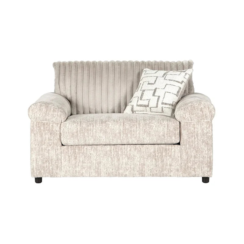 Sofá seccional con chaise y sillón de pana de canal ancho Nason de Roundhill Furniture