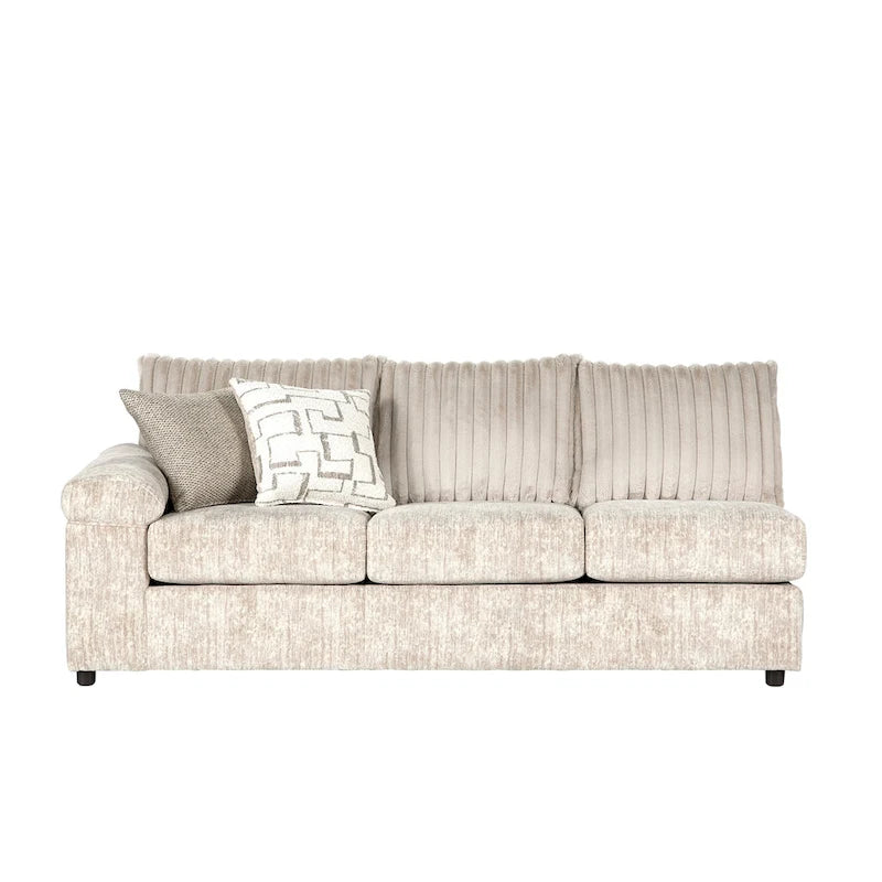 Sofá seccional con chaise y sillón de pana de canal ancho Nason de Roundhill Furniture