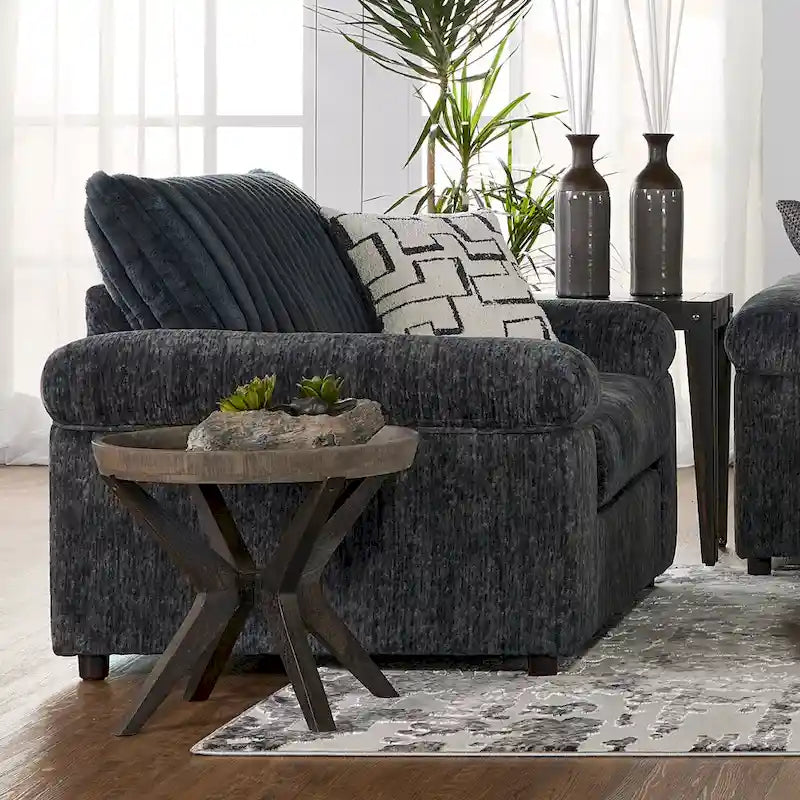 Sofá seccional con chaise y sillón de pana de canal ancho Nason de Roundhill Furniture