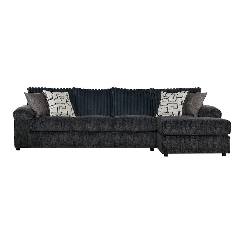 Sofá seccional con chaise y sillón de pana de canal ancho Nason de Roundhill Furniture