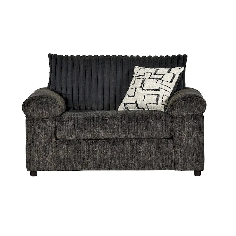 Sofá seccional con chaise y sillón de pana de canal ancho Nason de Roundhill Furniture