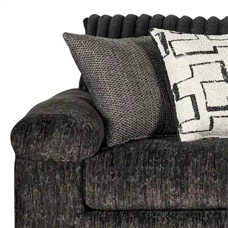 Sofá seccional con chaise y sillón de pana de canal ancho Nason de Roundhill Furniture