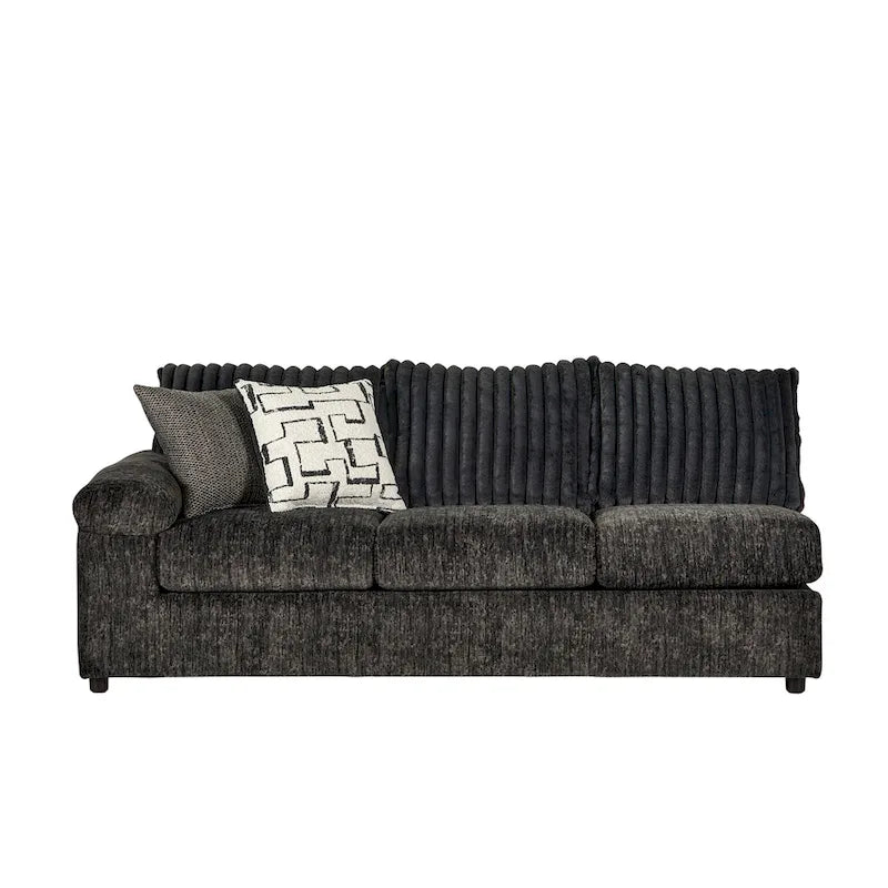 Sofá seccional con chaise y sillón de pana de canal ancho Nason de Roundhill Furniture