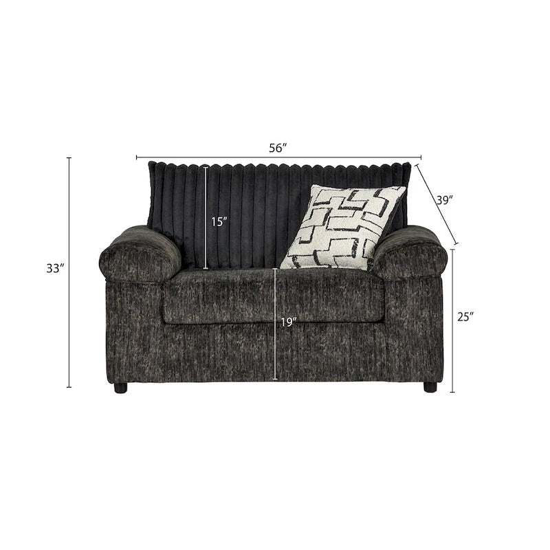 Sofá seccional con chaise y sillón de pana de canal ancho Nason de Roundhill Furniture