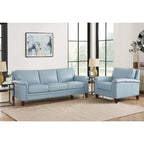 Conjunto Hydeline Westcott de sofá y sillón de cuero de grano superior con espuma viscoelástica y muelles