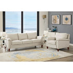 Conjunto Hydeline Westcott de sofá y sillón de cuero de grano superior con espuma viscoelástica y muelles
