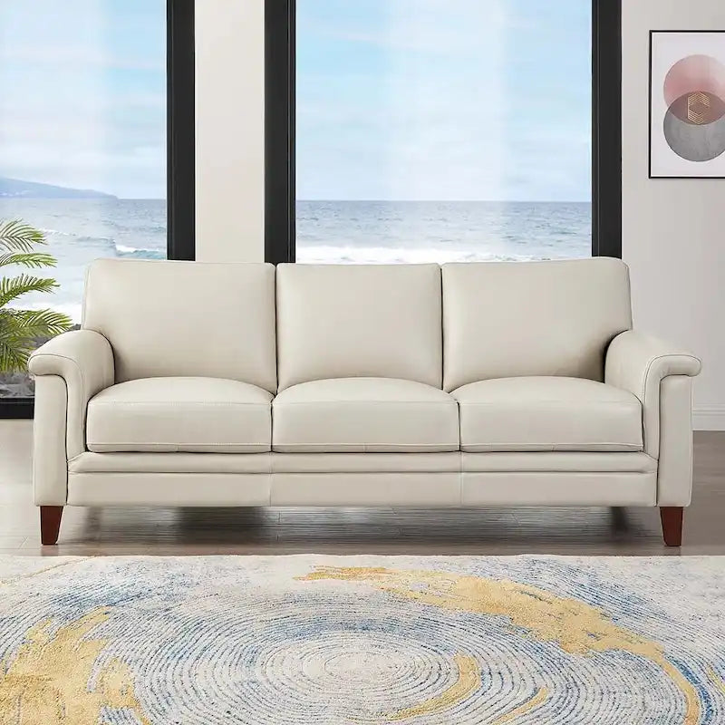 Conjunto Hydeline Westcott de sofá y sillón de cuero de grano superior con espuma viscoelástica y muelles
