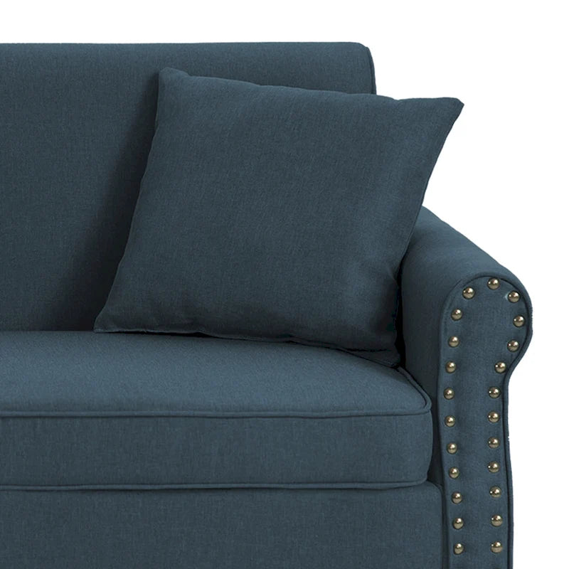 Canapé 73 avec accoudoirs roulés et finition à clous décoratifs