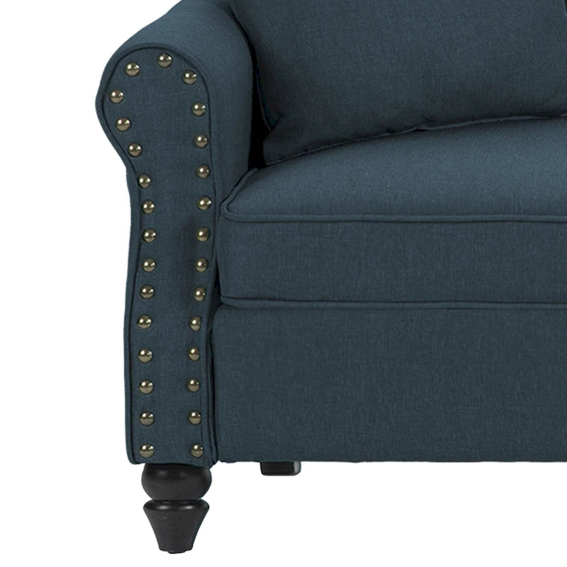 Canapé 73 avec accoudoirs roulés et finition à clous décoratifs