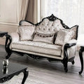 Tradycyjna dwuosobowa sofa Furniture of America Clarissa z pikowanym guzikami oparciem i poduszką dekoracyjną