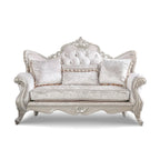Tradycyjna dwuosobowa sofa Furniture of America Clarissa z pikowanym guzikami oparciem i poduszką dekoracyjną