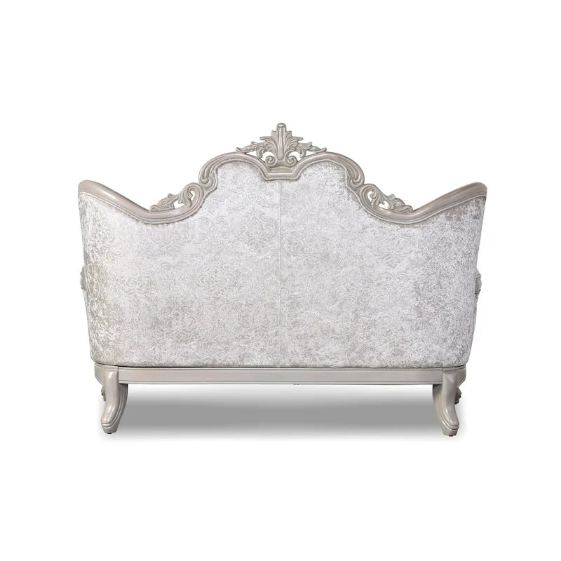 Tradycyjna dwuosobowa sofa Furniture of America Clarissa z pikowanym guzikami oparciem i poduszką dekoracyjną